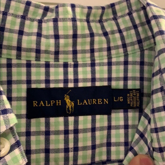 Polo Ralph Lauren button down patterned green blue - Picture 2 of 3